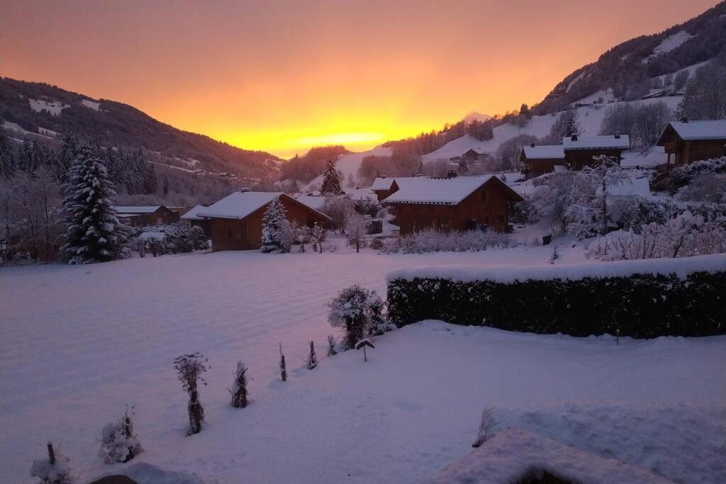 A4 km de Megève très joli studio avec jacuzzi ,vue sur les montagnes au calme Praz-sur-Arly Extérieur photo