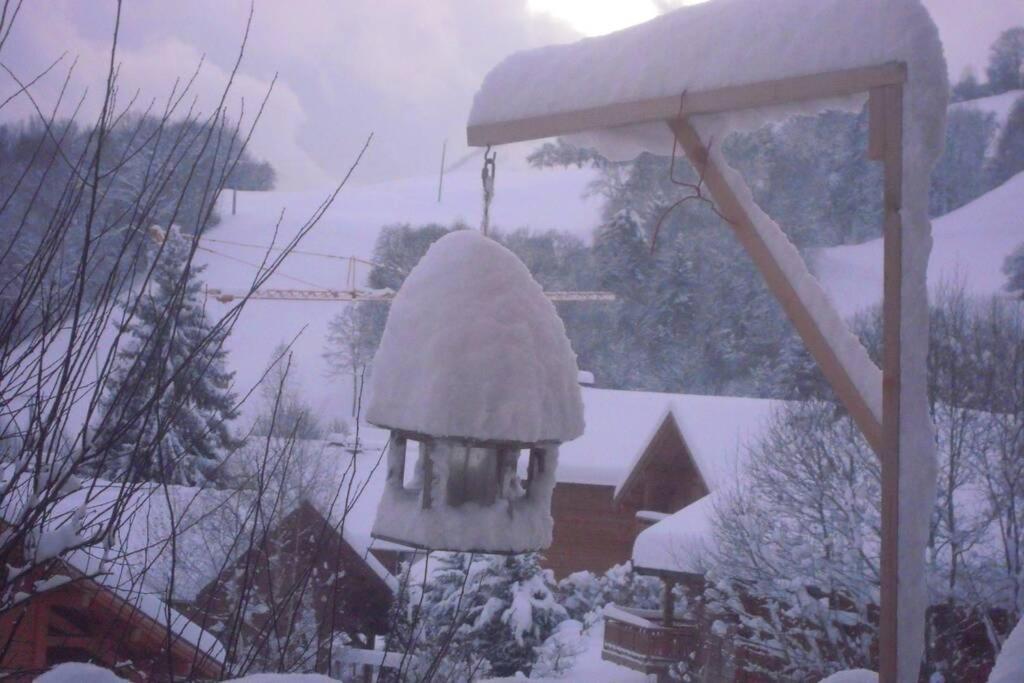 A4 km de Megève très joli studio avec jacuzzi ,vue sur les montagnes au calme Praz-sur-Arly Extérieur photo