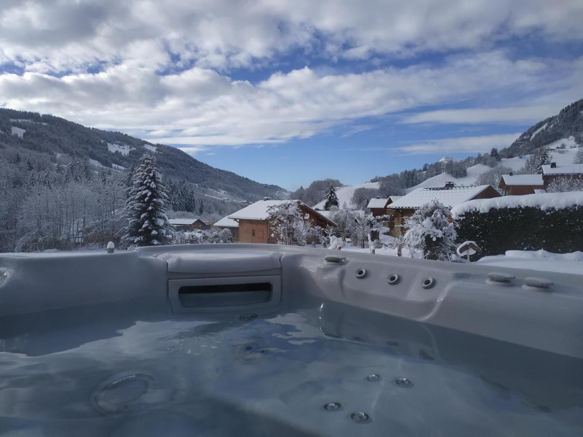 A4 km de Megève très joli studio avec jacuzzi ,vue sur les montagnes au calme Praz-sur-Arly Extérieur photo