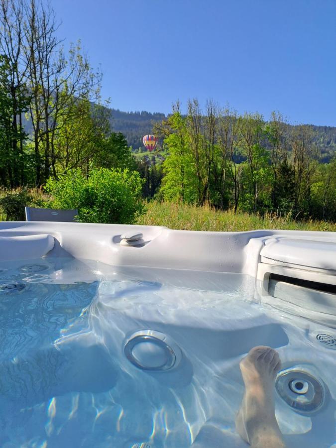 A4 km de Megève très joli studio avec jacuzzi ,vue sur les montagnes au calme Praz-sur-Arly Extérieur photo